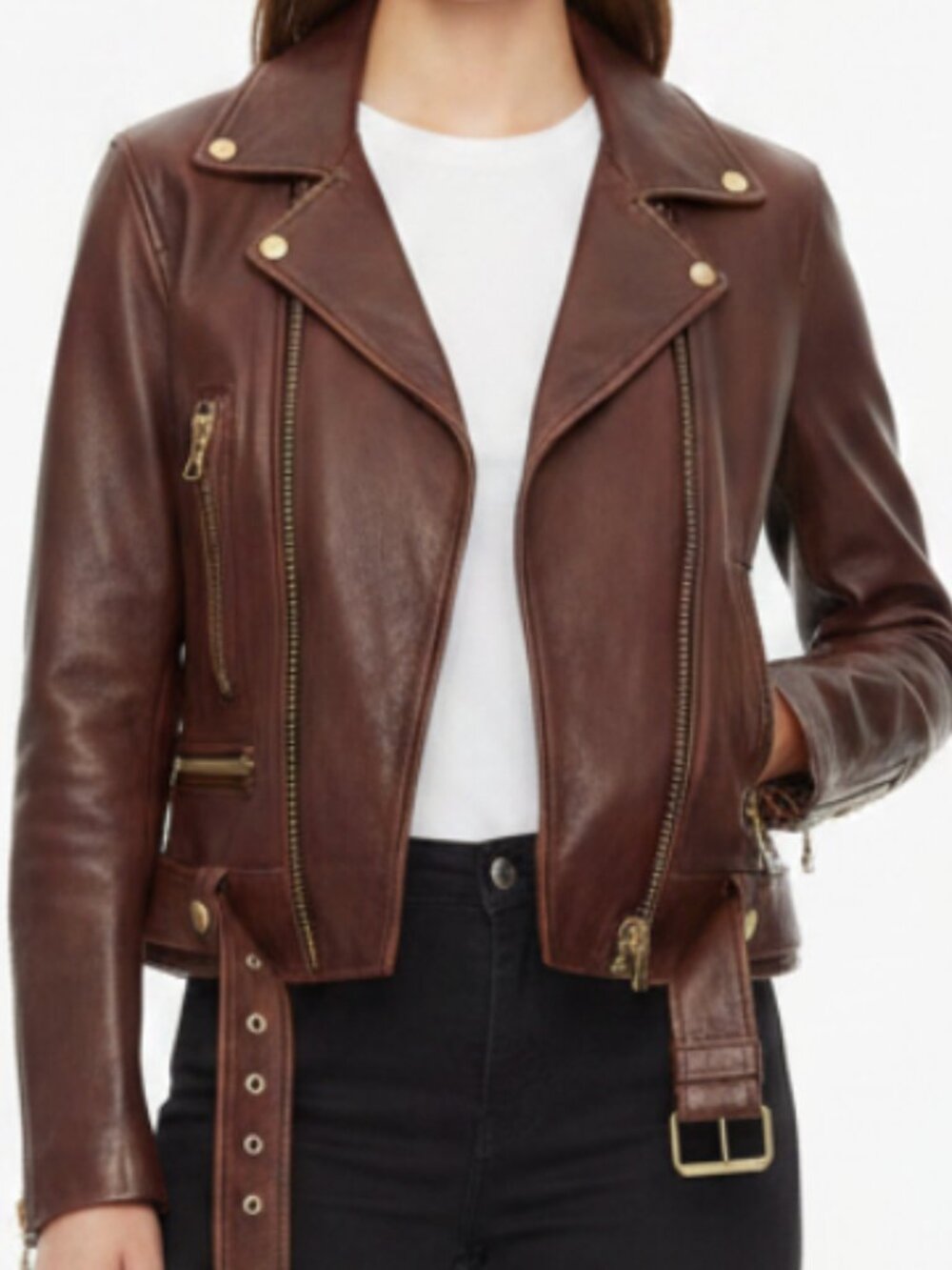 Acne Studios Brown Leather Motorcycle jacket
